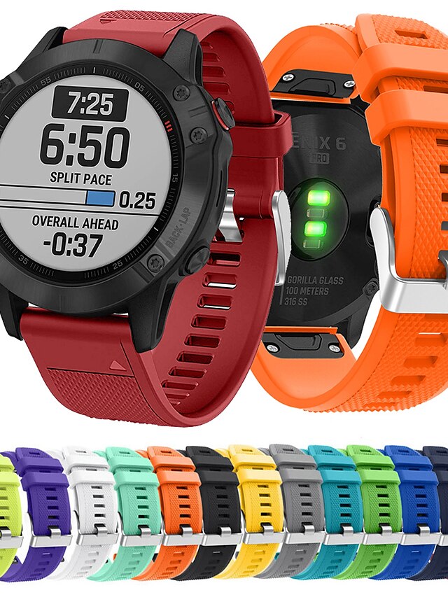  Smartwatch bånd til Garmin 1 pcs Sportsrem Silikone Udskiftning Håndledsrem til Fenix6 Fenix6 Pro