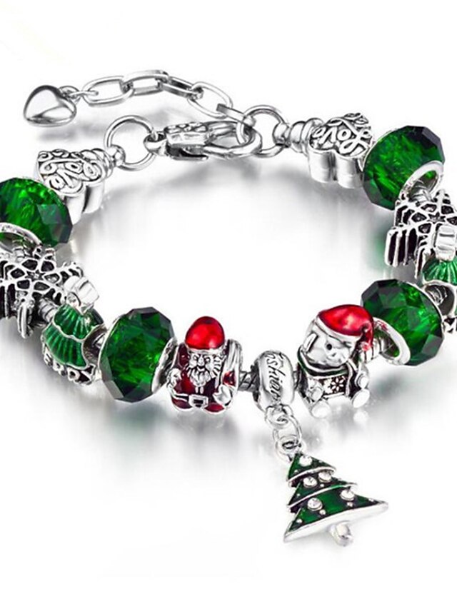  Women's Chain Bracelet Geometrical Christmas Tree Fashion Rhinestone Bracelet Jewelry Clover For Daily Work