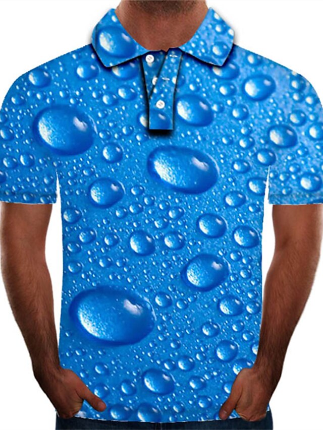  Men's Tennis Shirt Polo Shirt Golf Shirt Graphic 3D Collar Shirt Collar Blue Plus Size Daily Holiday Short Sleeve Print Clothing Apparel Streetwear Exaggerated