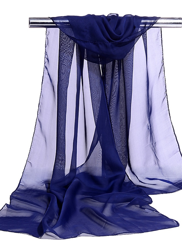  Écharpes en mousseline de soie Femme Quotidien Bleu Écharpe Couleur unie / Mousseline de soie / Vert / Gris / Incarnadin / Hiver