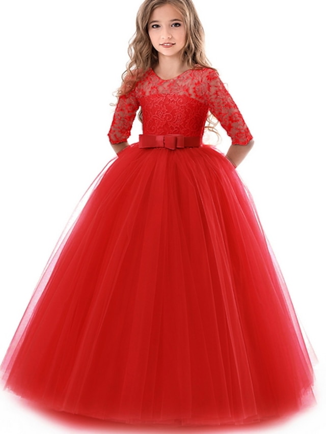  Infantil Pouco Vestido Para Meninas Cor Sólida Flor Festa Casamento Vestido Swing Cor de menta Tipo A Tipo B Renda Tule Elegante Princesa Vestidos