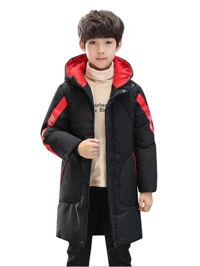  Kids Boys' Down & Cotton Padded Solid Colored Basic Black Red Green