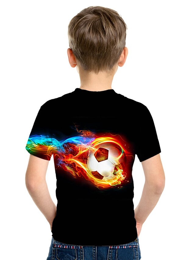  Boys 3D Football T shirt Short Sleeve 3D Print Summer Active Streetwear Polyester Kids 3-12 Years Outdoor Daily