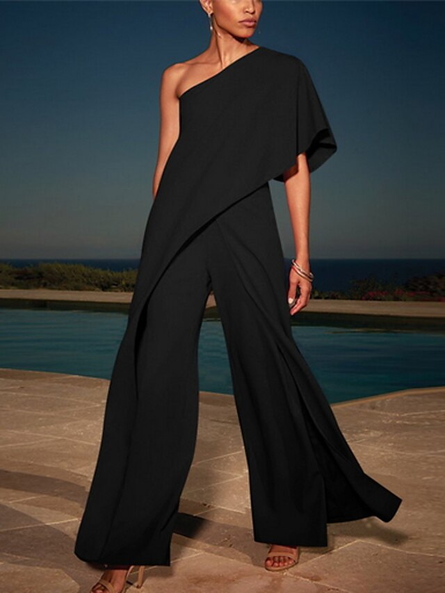  Women's Sheath Dress White Black Pink Navy Blue Long Sleeve Solid Colored One Shoulder Elegant Slim S M L XL / Maxi