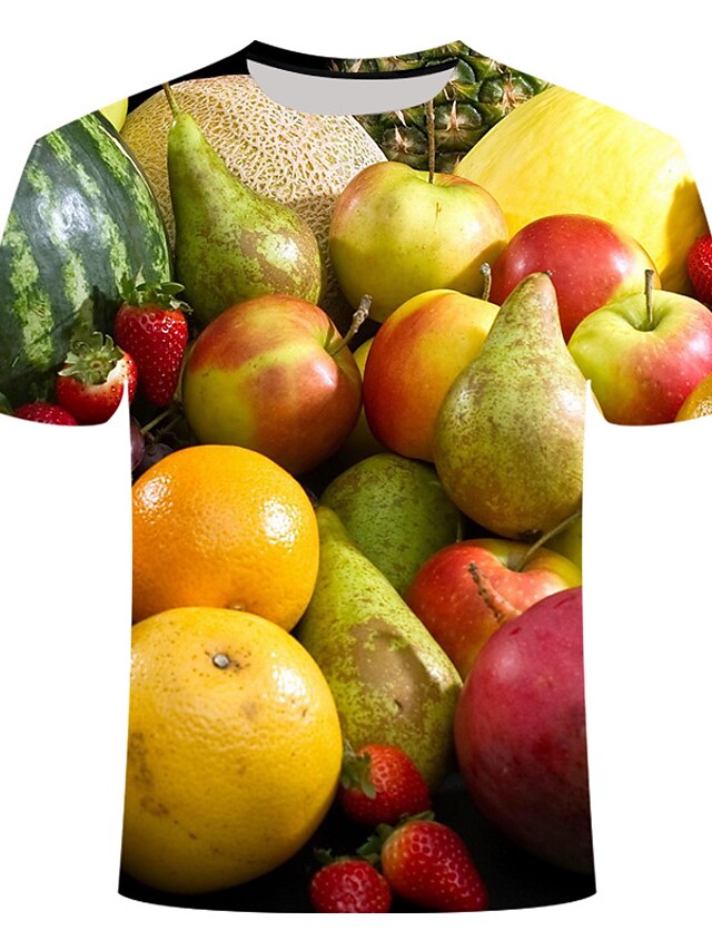  Homens Camiseta Camisa Social Geométrica Decote Redondo Tamanho Grande Diário Para Noite Manga Curta Imprimir Blusas Básico Roupa de rua Amarelo