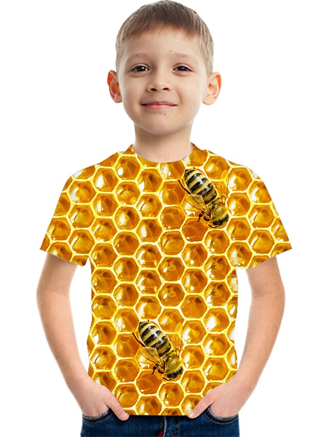  Drenge 3D Farveblok 3D Print T-shirt Kortærmet 3D-udskrivning Sommer Sport Gade Basale Polyester Rayon Børn 3-12 år udendørs Daglig Indendørs