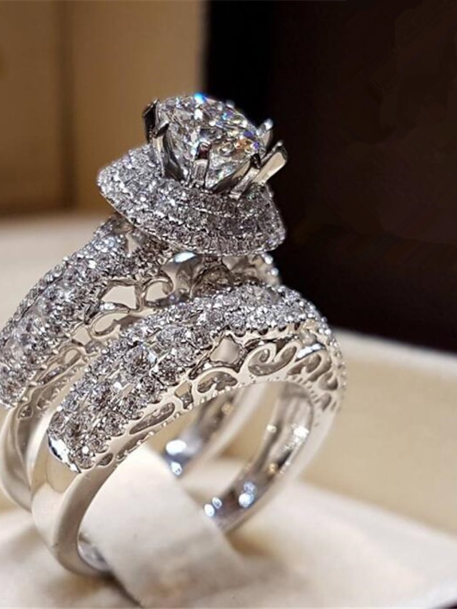  1 Stück Bandring Ring For Kubikzirkonia Damen Partyabend Verlobung Ausgehöhlt Kupfer vergoldet Blume