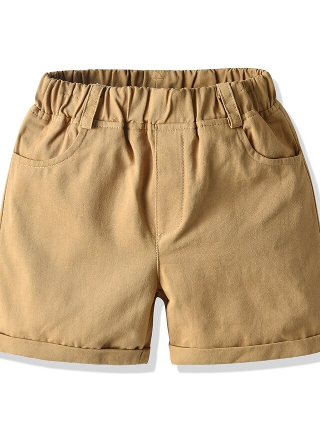  Kids Boys' Children's Day Shorts Light Green Khaki Orange Solid Colored Cotton Basic Streetwear
