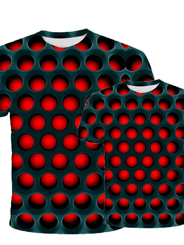  Nytår T-shirt Familie udseende Geometrisk Trykt mønster Blå Lilla Gul Kortærmet Matchende tøj