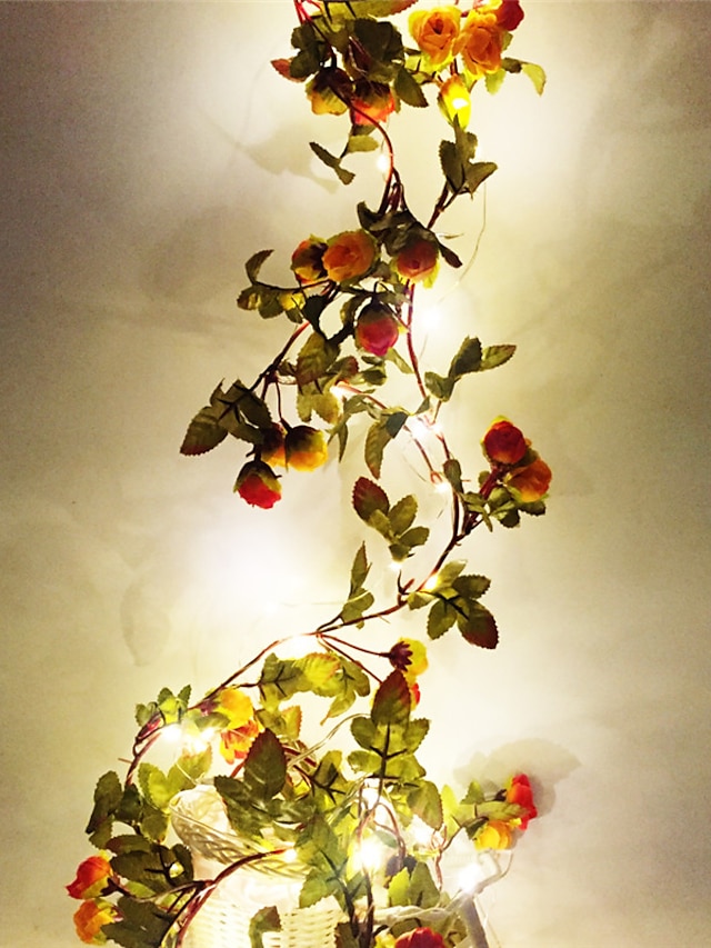 2m Cuerdas de Luces 20 LED SMD 0603 1pc Blanco Cálido Navidad Año Nuevo Fiesta Decorativa Boda Pilas AA alimentadas
