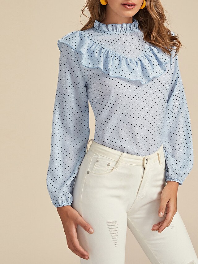  nouveau printemps 2020&amp; chemise à manches longues en mousseline de soie à pois pour femmes d'été