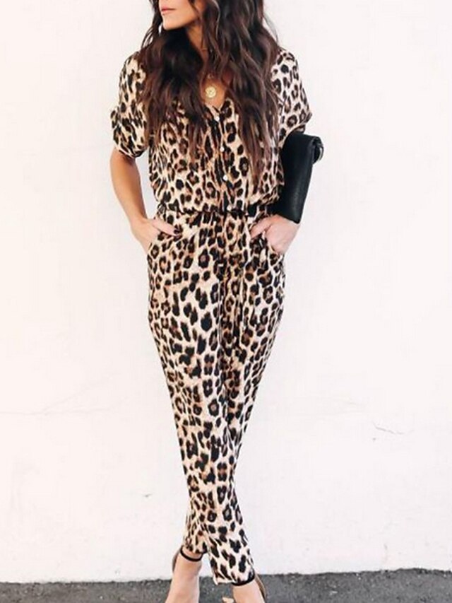  Women's Brown Jumpsuit Leopard