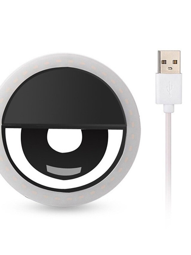  1X LED Mobile Phone USB Charging Selfie Light Clip-On Lamp Portable LED Selfie Ring Light Flash Light Photo Camera For Iphone Smartphone