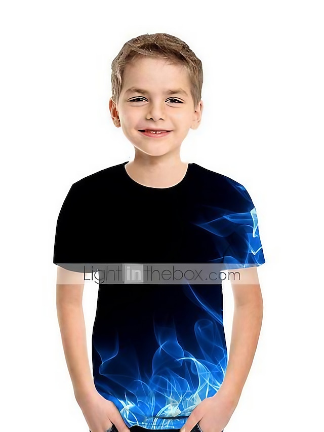  Børn Drenge T-shirt Grafisk 3D-udskrivning Kortærmet Aktiv 3-12 år Sommer Regnbue
