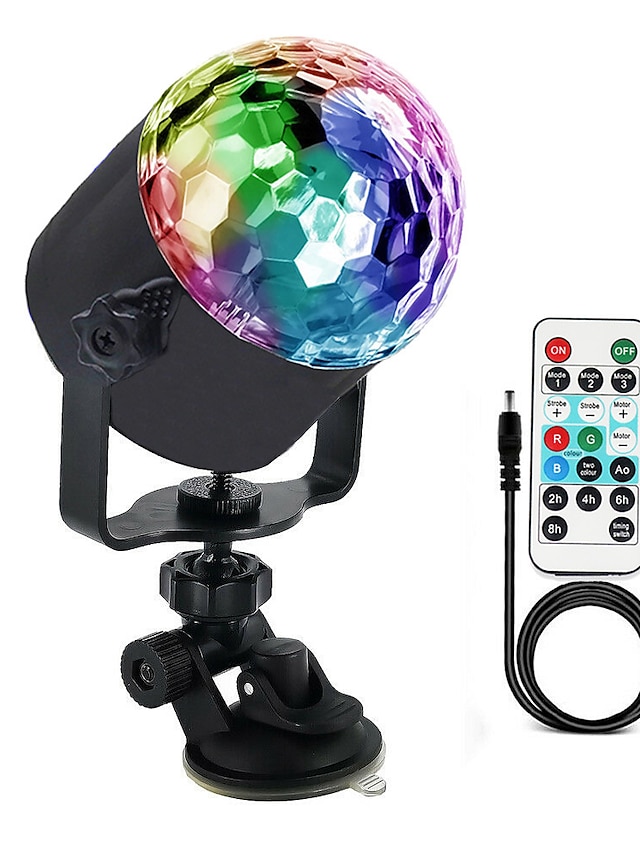  Disco Lights OMERIL Sound Activated Disco Ball Lights with 4M/13ft USB Power Cable 3W RGB Party Lights with Remote Control for Kids Birthday Christmas Party Home-USB Powered Energy Class A 1pc