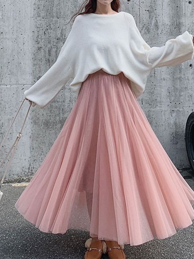  Elegant Maxi Polyester Swing Dress & Skirt for Women