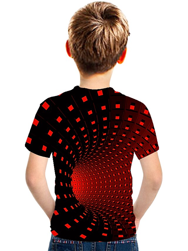  Para Meninos 3D Bloco de cor Arco-Íris 3D impressão Camisa Camiseta Manga Curta Impressão 3D Verão Esportes Roupa de rua Básico Poliéster Elastano Infantil 3-12 anos