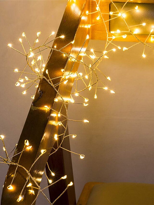  2m Guirlandes Lumineuses 100 LED 1pc Blanc Chaud La Saint-Valentin Noël Soirée Décorative Décoration de mariage de Noël Batteries alimentées