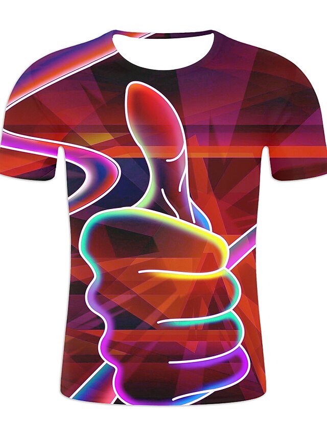  Kinder Jungen Kindertag T-Shirt Kurzarm Grün Weiß Regenbogen 3D-Druck 3D-Druck Farbblock 3D Unisex Bedruckt Grundlegend Alltag Strassenmode Sport 2-12 Jahre / Sommer