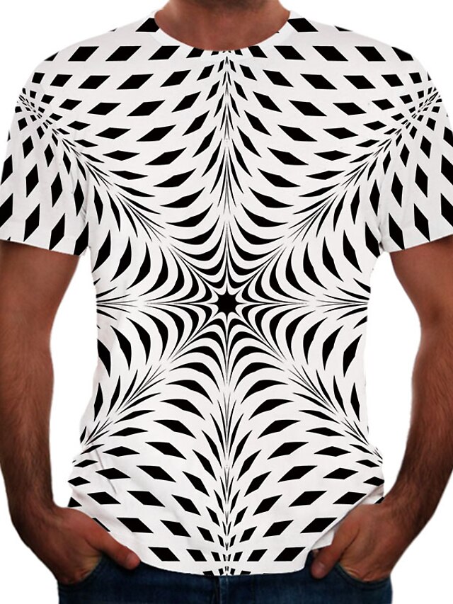  Herre T skjorte Skjorte Grafisk 3D Print Rund hals Daglig Ut på byen Kortermet Topper Grunnleggende Elegant Grå