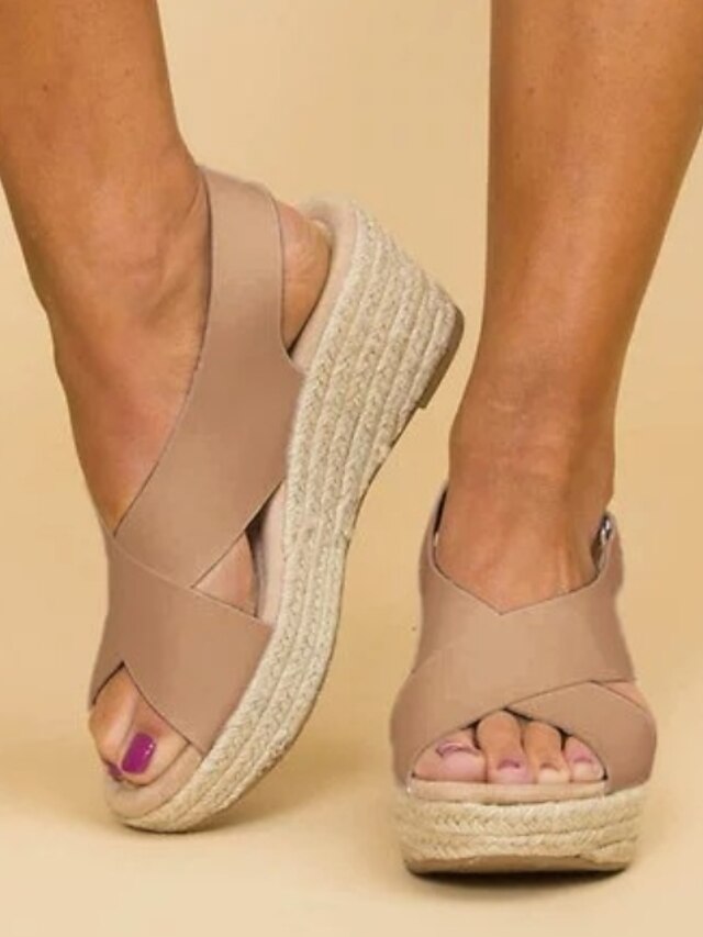  Women's Sandals Wedge Sandals Heel Sandals Wedge Heel Open Toe Daily PU Summer White Black Brown