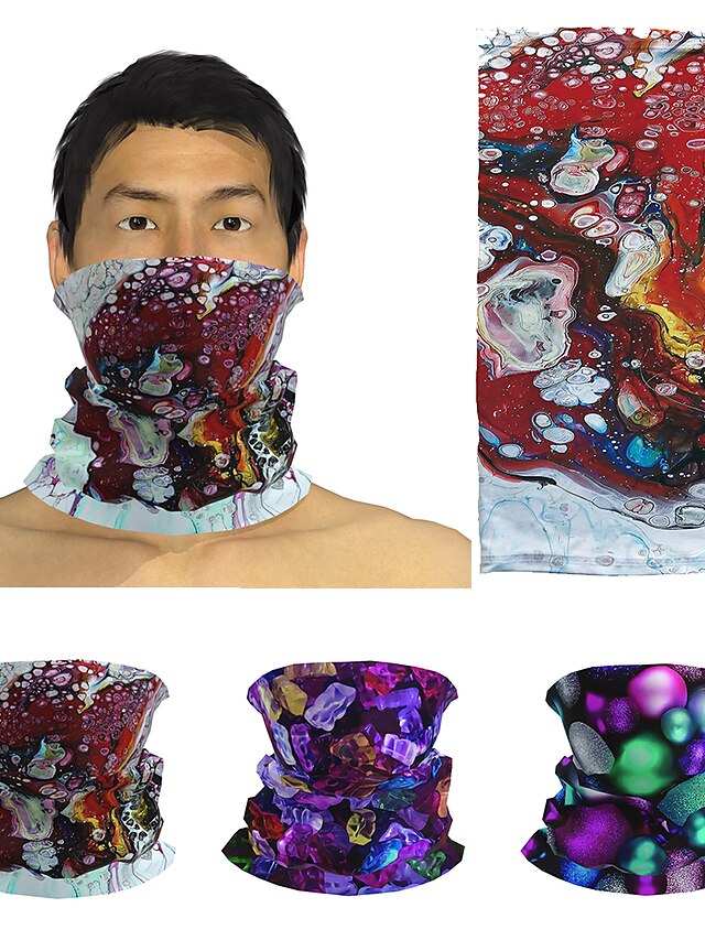  3D-tryk Herre / Unisex Kvadratisk tørklæde / Uendelighedshalstørklæde / Slør Trykt mønster / Farveblok, Multifunktionel