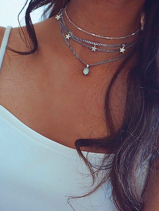  Women's Choker Necklace Chrome Silver 40 cm Necklace Jewelry 1pc For Daily