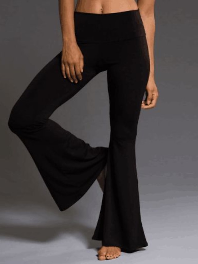 Mujer Ajustado a la Bota pantalones Pantalones Timbre Negro Básico Media cintura Color sólido S M L XL / Holgado
