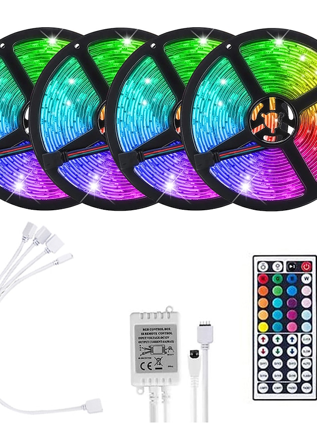  4x5M Fleksible LED-lysstriber Lyssæt RGB-Lysstriber 1200 lysdioder 10 mm 5050 SMD 1set Jul Nytår RGB 12 V Chippable Fest Dekorativ