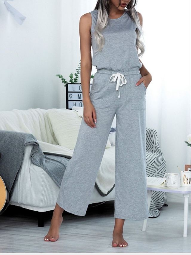  Women's Black Wine Light gray Jumpsuit Solid Colored