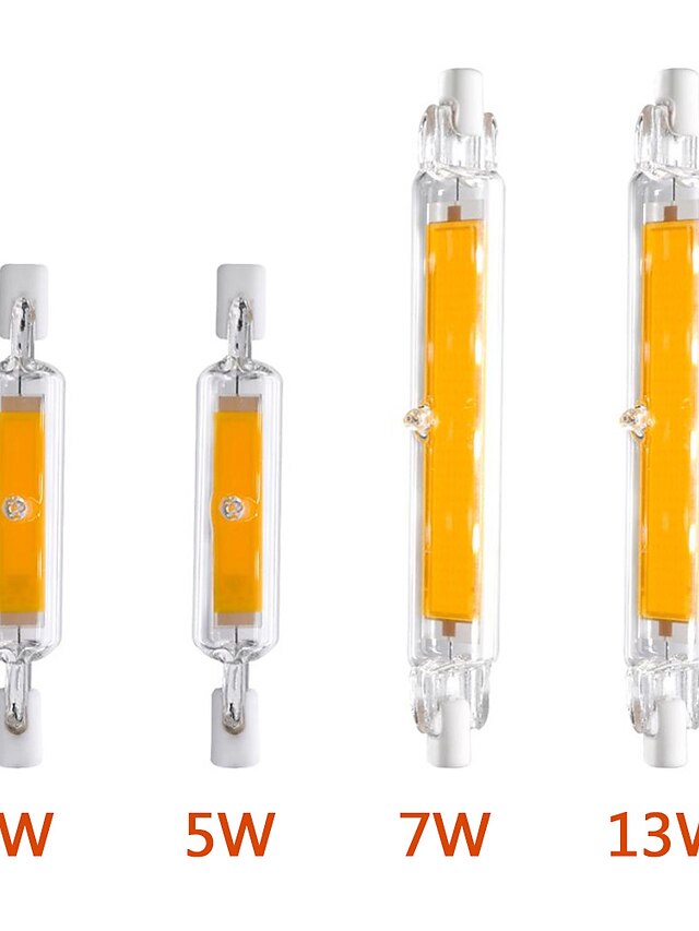  led r7s tubo de vidrio bombilla de mazorca 78mm 3w 5w 118mm 7w 13w r7s lámpara de maíz j78 j118 reemplazar luz halógena 50w 90w ac 220v 240v lampadas 1pc