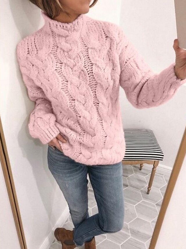  Women's Casual Turtleneck Chunky Knit Sweater
