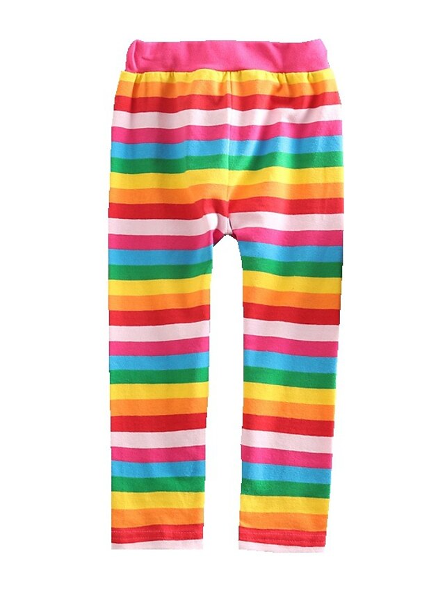  Kids Girls' Children's Day Leggings Rainbow Lace up Rainbow Striped Basic / Toddler / Tights / Cotton