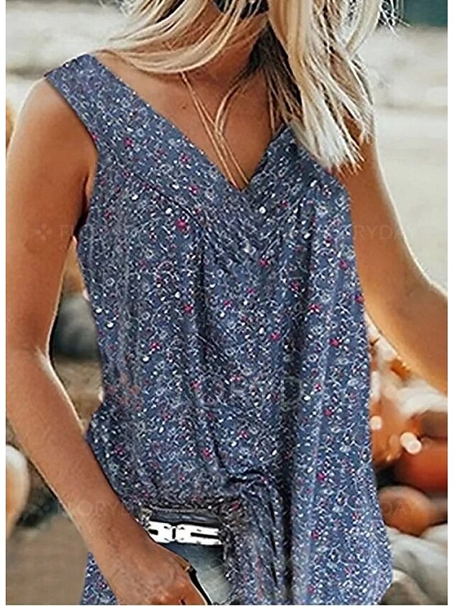  Women's Blouse Shirt Pattern Graphic Print V Neck Tops White Blue Blushing Pink