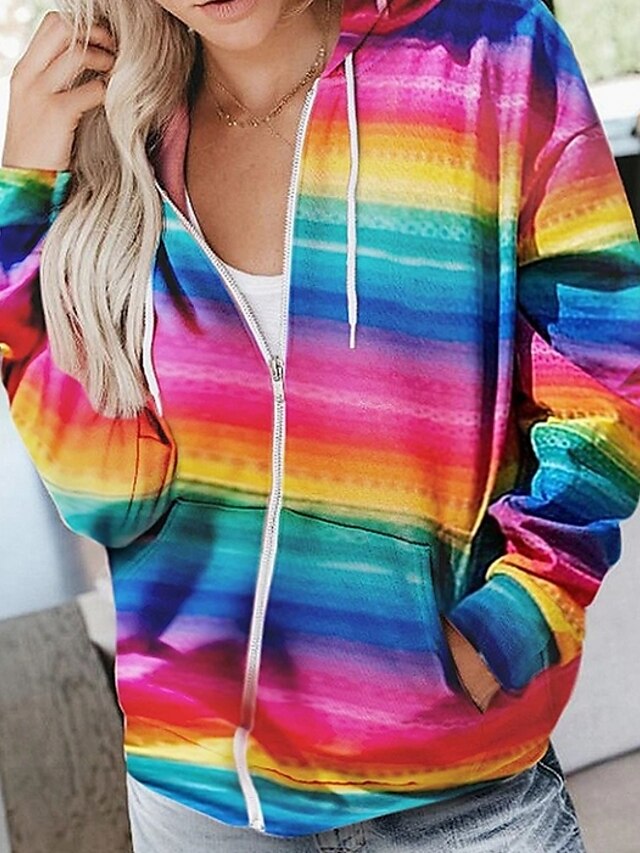  Damen Zip Up Hoodie Sweatshirt Einfarbig Reißverschluss Grundlegend Kapuzenpullover Sweatshirts Fuchsie