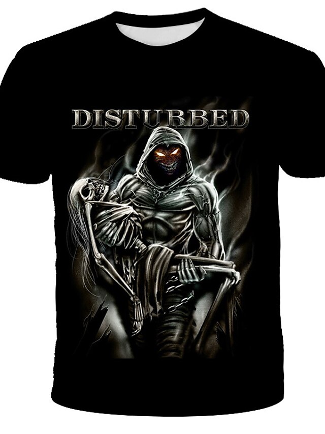  Herren T Shirt Hemd Graphic Totenkopf Motiv Rundhalsausschnitt Täglich Festtage Kurzarm Bedruckt Oberteile Strassenmode Übertrieben Schwarz