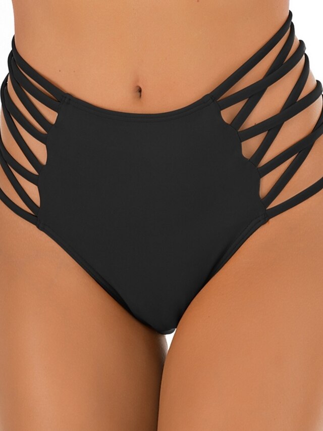  Women's Swimwear Beach Bottom Normal Swimsuit Solid Colored Black Red Bathing Suits