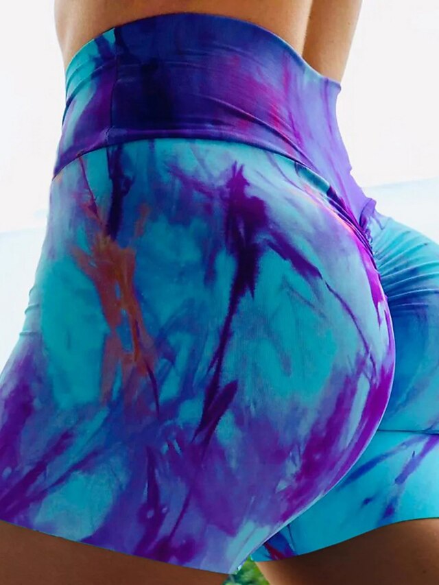  Mujer Alta cintura Pantalones cortos de yoga Bermudas Control de barriga Levantamiento de tope Secado rápido Arco Iris Aptitud física Entrenamiento de gimnasio Corriendo Invierno Verano Deportes Ropa