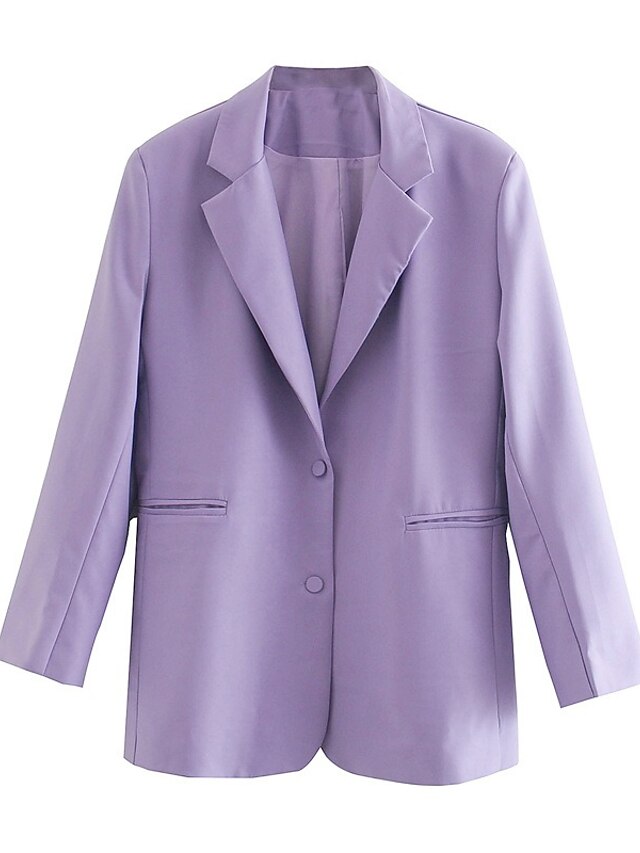  Purple Solid Colored Regular Fit Polyester Men's Suit - Notch lapel collar