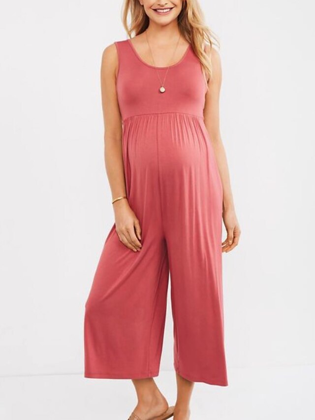  Women's Black Blushing Pink Jumpsuit Solid Colored
