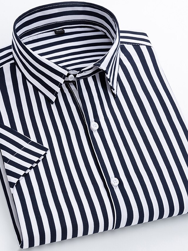  Men's Shirt Striped Button Down Collar Daily Work Short Sleeve Print Tops Punk & Gothic Boho White Black Red