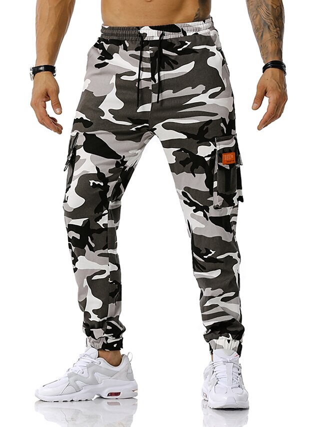  Men's Sporty Pants Active Basic Cargo Sports Outdoor Casual Daily Wear Tactical Cargo Pants Camouflage Full Length Blue Green Light gray