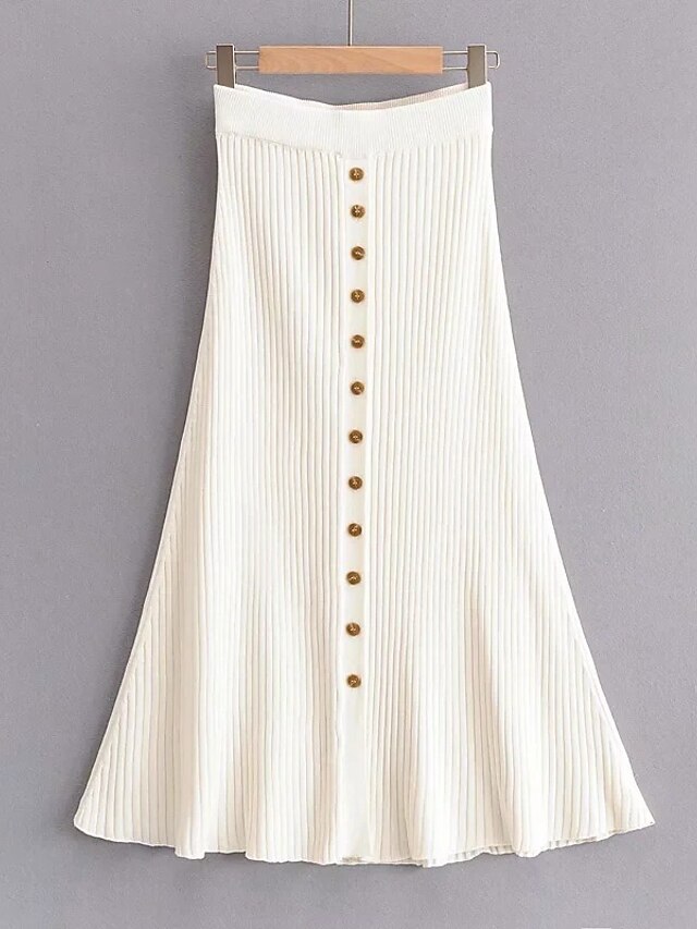  Dame Dagligdagstøj Basale Nederdele Ensfarvet Hvid