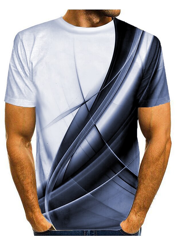  Men's T shirt Shirt Galaxy Graphic Optical Illusion Round Neck Daily Short Sleeve Print Tops Basic White Purple Gray