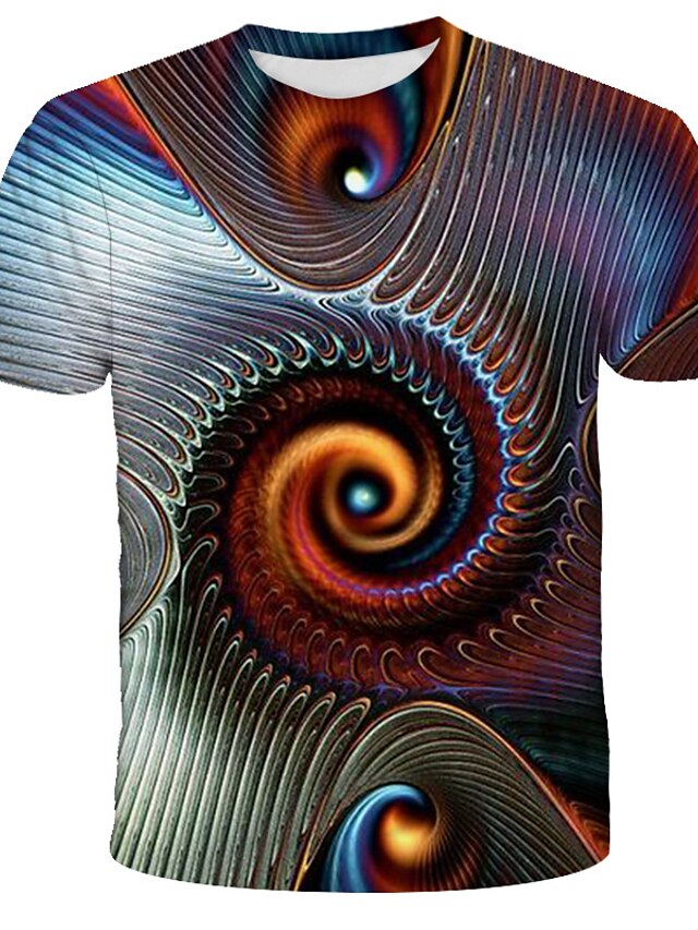  Men's T shirt Graphic Print Short Sleeve Daily Tops Streetwear Exaggerated Rainbow