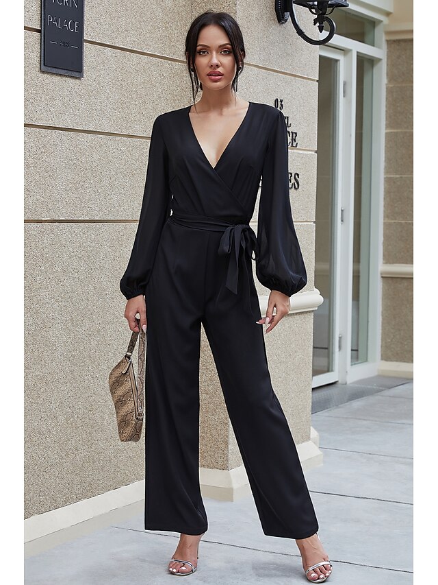  Combinaison-pantalon Femme Couleur Pleine Noir S M L XL