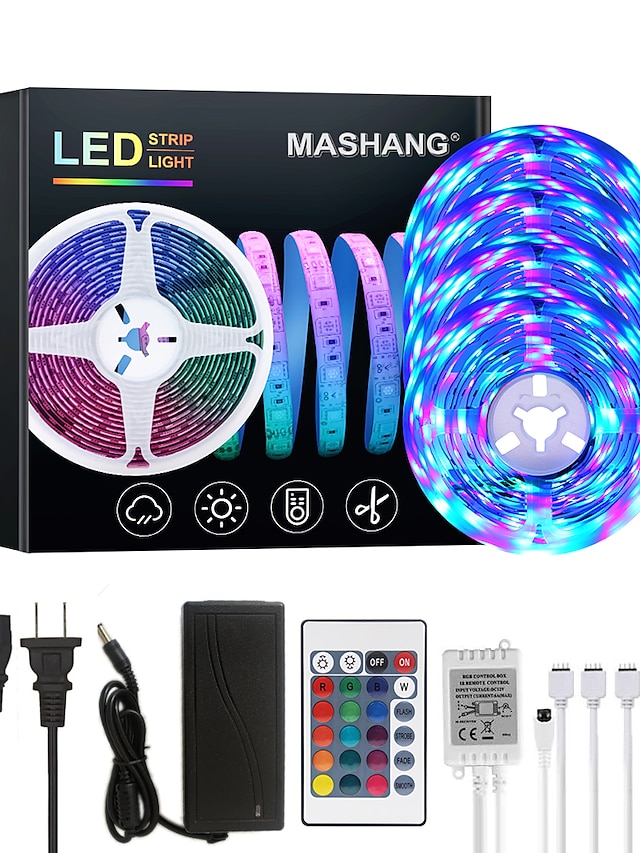  Mashang 20m LED bandes lumineuses RVB Tiktok lumières 1200leds changement de couleur flexible SMD 2835 avec 24 touches télécommande IR et adaptateur 100-240 V pour la maison chambre cuisine TV