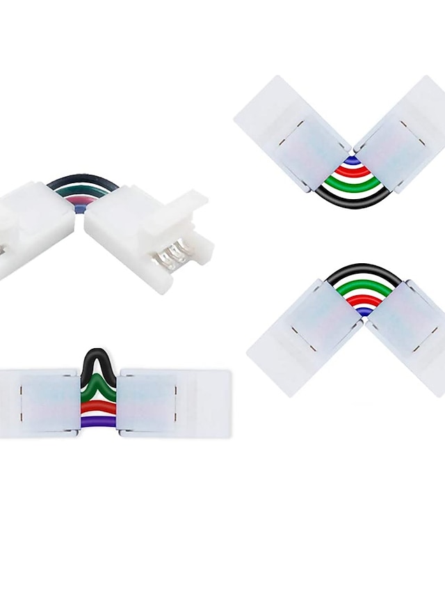  4 Stück l-Form 4-polige Steckverbinder winkelverstellbar (90-180 Grad) LED-Streifensteckverbinder für 10 mm Breite 5050 RGB LED-Streifenleuchten DC5-36V