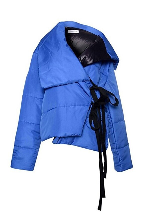  Women's Jacket Solid Colored Fall & Winter Regular Coat Daily Jacket Blue