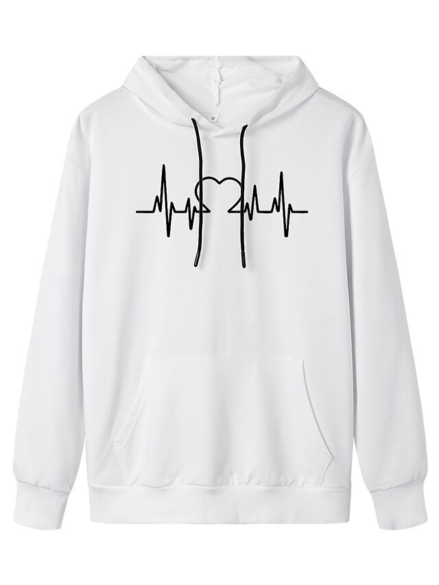  Women's Pullover Hoodie Sweatshirt Graphic Text Letter Monograms Front Pocket Daily Weekend Other Prints Basic Casual Hoodies Sweatshirts  White Black Blue